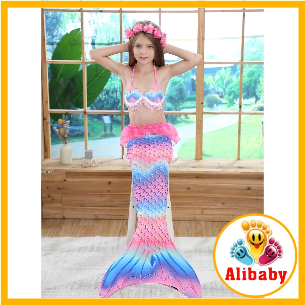 Quần áo tắm nàng tiên cá cho bé gái đồ bơi đi biển áo ngực hến đồ chơi hóa trang trẻ em E1024