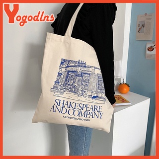 Yogodlns Nữ Canvas Dung Tích Lớn Túi Đeo Vai In Hình Shakespeare Túi Tote Mua Sắm