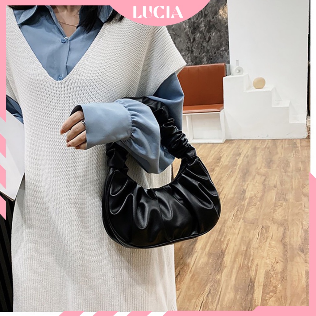 Túi xách nữ kẹp nách da mềm xếp ly quai nhún thời trang cao cấp LUCIA STORE TXN40