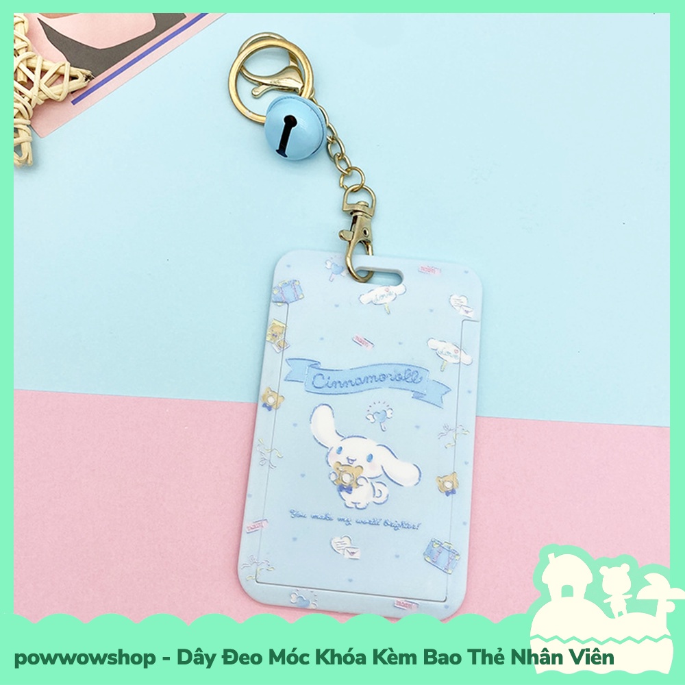 [Sẵn VN - Hỏa Tốc] Dây Đeo Thẻ, Bao Thẻ Nhân Viên Kèm Móc Khóa Mẫu Sanrio Purin, Cinnamoroll, Hello Kitty