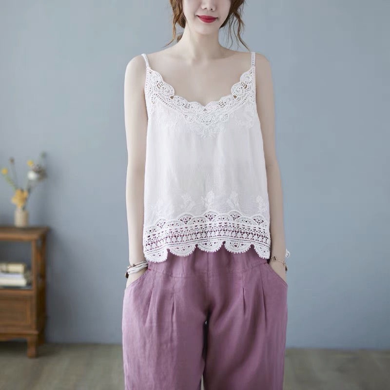 Áo Cotton Lanh Thoáng Khí Dáng Rộng Che Bụng Phong Cách Dân Tộc Đơn Giản Thời Trang Mới 2022