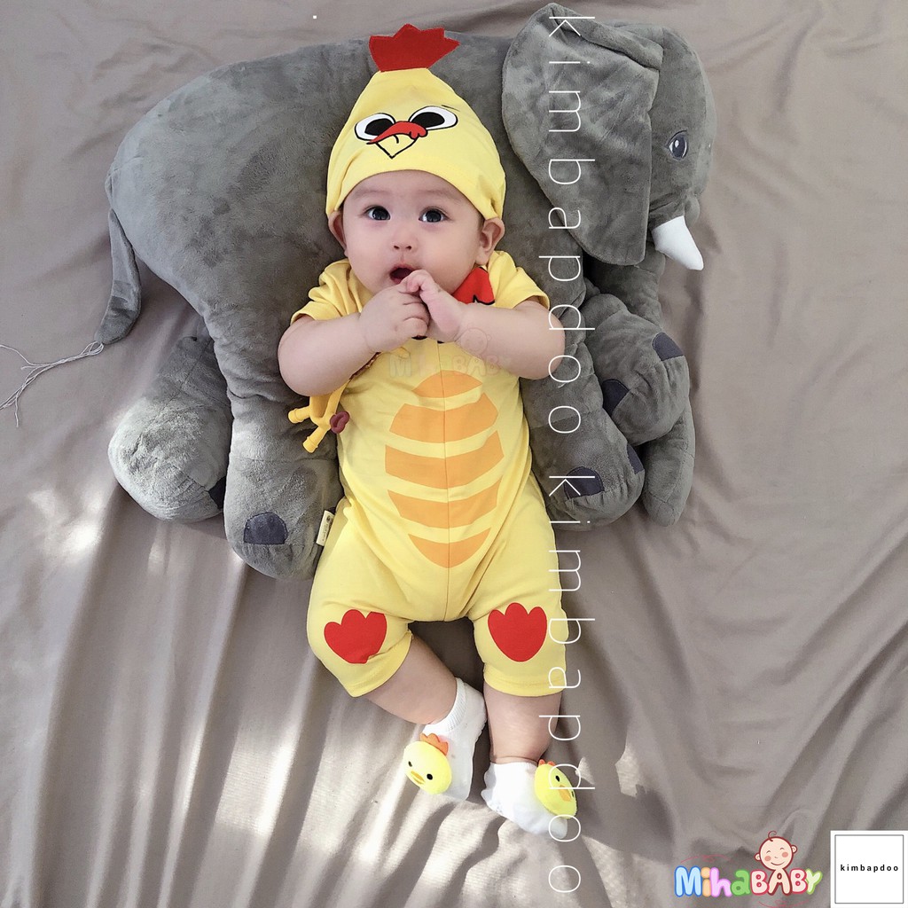 BODY hình thú cưng liền nón cho bé - BODYsuit Chó - Vịt - Khủng long - Heo - Gà - Nấm - Ếch - Thỏ hồng - Pika