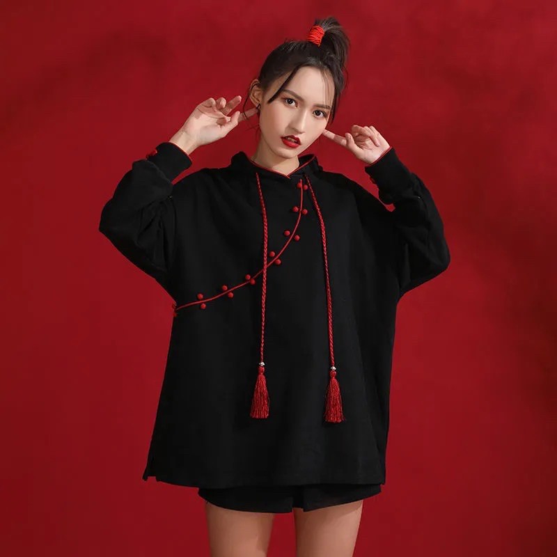 [ Sẵn ] Áo hoodie cổ cách tân phong cách Trung Hoa  🧧 (2 ảnh thật cuối)