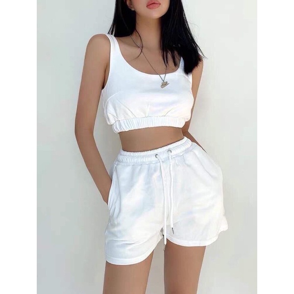 Sét ba lỗ nữ chất co giãn thể thao tập gym.Đồ bộ nữ màu trơn dáng croptop freesize Tú Cẩm xưởng may