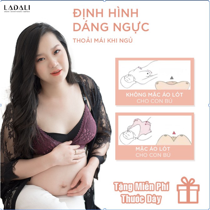 Combo 2 Áo Ngực Bà Bầu Cho Con Bú Sau Sinh LADALI Thông Hơi Nâng Ngực Chống Chảy Xệ 2IN1 + Quần Bầu Siêu Tiết Kiệm