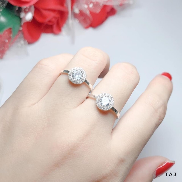 NHẪN BẠC NỮ MẶT ĐÁ TRÒN CAO CẤP