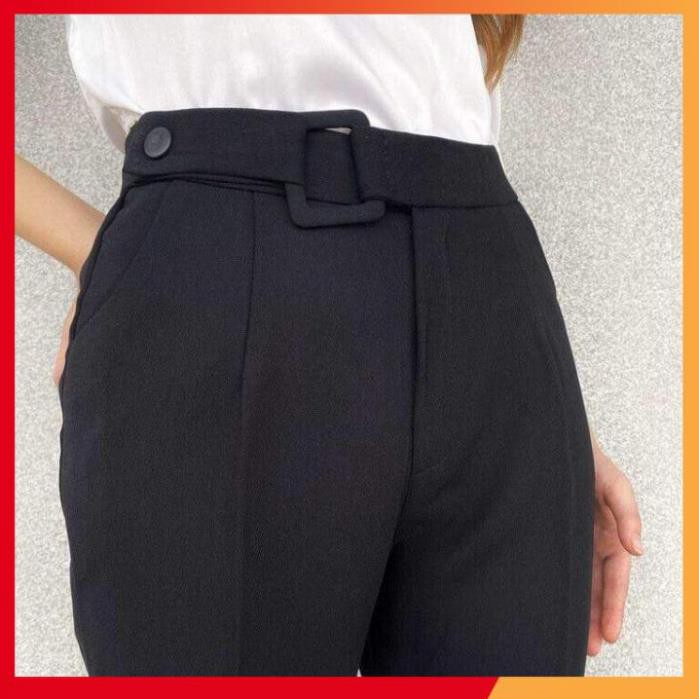 Quần baggy nữ ⚡️𝗙𝗥𝗘𝗘𝗦𝗛𝗜𝗣 ⚡️ Quần ống suông công sở thiết kế đai vuông có cúc bấm tạo điểm nhấn c
