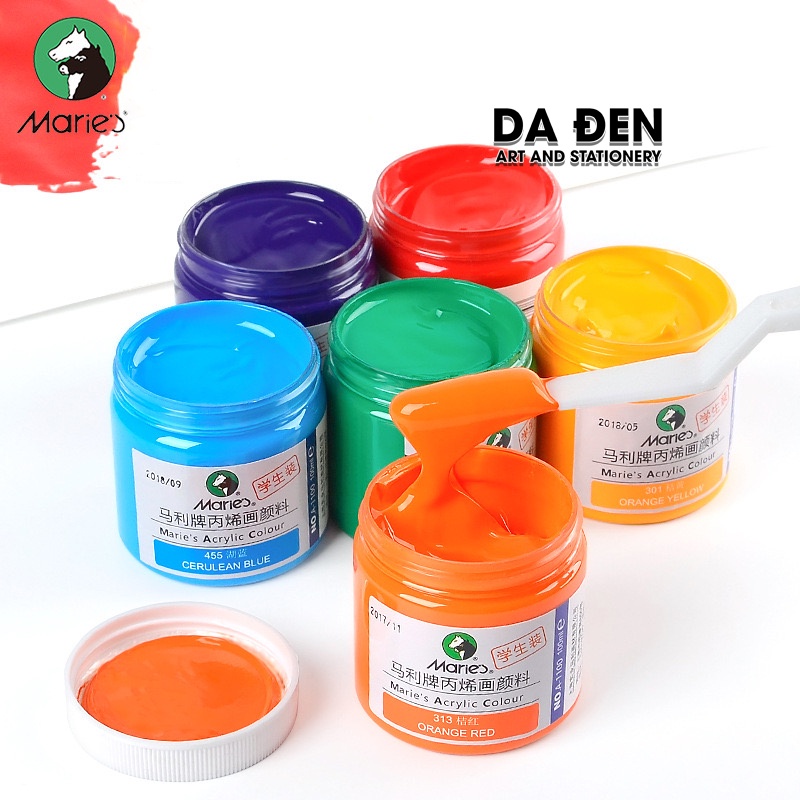 [DA ĐEN] P1-Màu Acrylic Hủ 100ml Marie's (Vẽ Được Nhiều Chất Liệu)