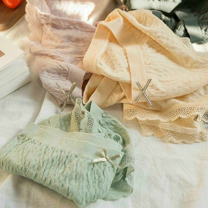 Quần Lót Nữ Cotton Thông Hơi Kháng Khuẩn Xuất Nhật Viền Ren Đính Nơ Xinh 300 | BigBuy360 - bigbuy360.vn