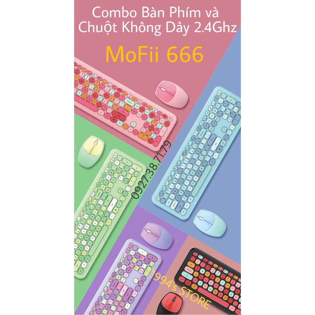 MOFii Honey Plus - Bộ bàn phím giả cơ và chuột không dây - Dùng cho Laptop, máy tính bàn PC, Tivi, iPhone, iPad