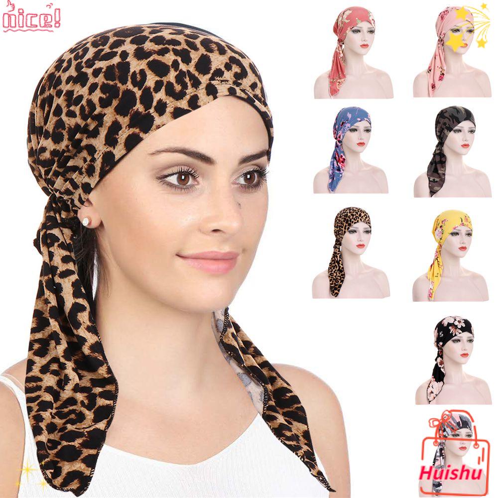 ✣HS✣ Leopard Print Muslim Hijab Headwear Head Wrap Chemo Hat Women Flower Print Hair Loss Headscarf Cancer Turban Cap