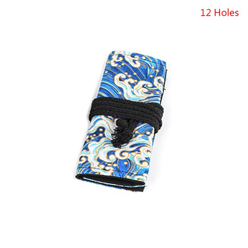 BTF 12/24/36/48/72 Holes Canvas Roll Up Pencil Bag Pen Curtain Case Makeup Wrap Holder Storage Pouch