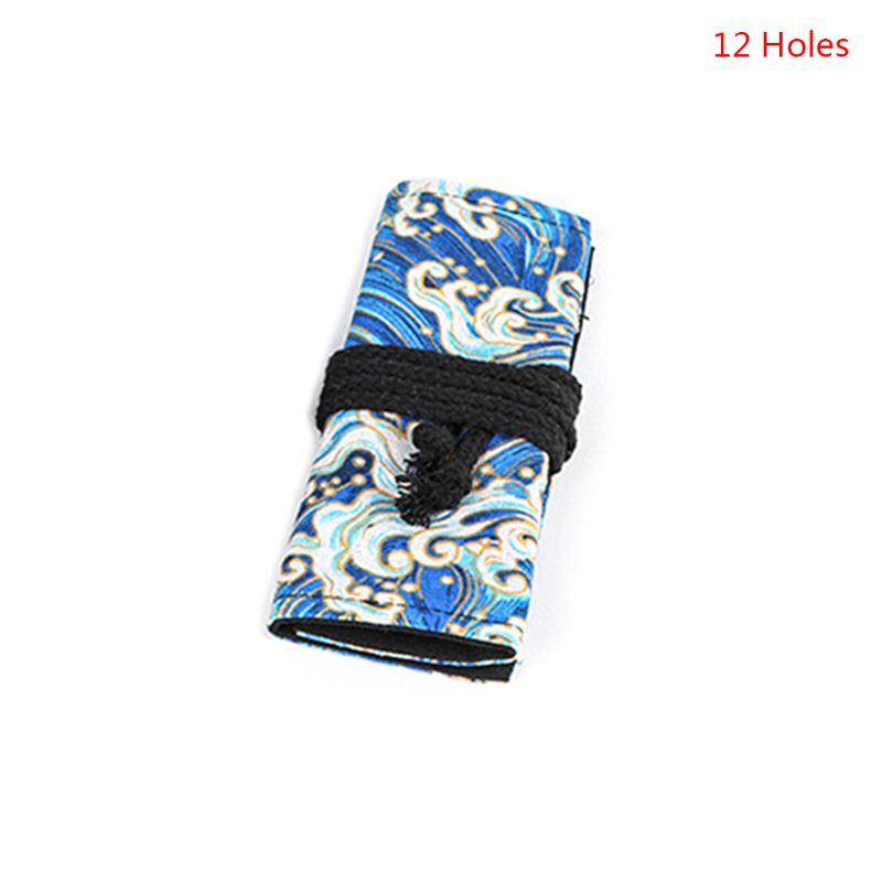 Túi Đựng Bút 12 / 24 / 36 / 48 / 72 Lỗ Bằng Vải Canvas Có Thể Cuộn Tròn Tiện Dụng