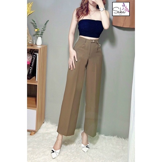 Quần suông dài lưng cao nữ nhiều màu thời trang