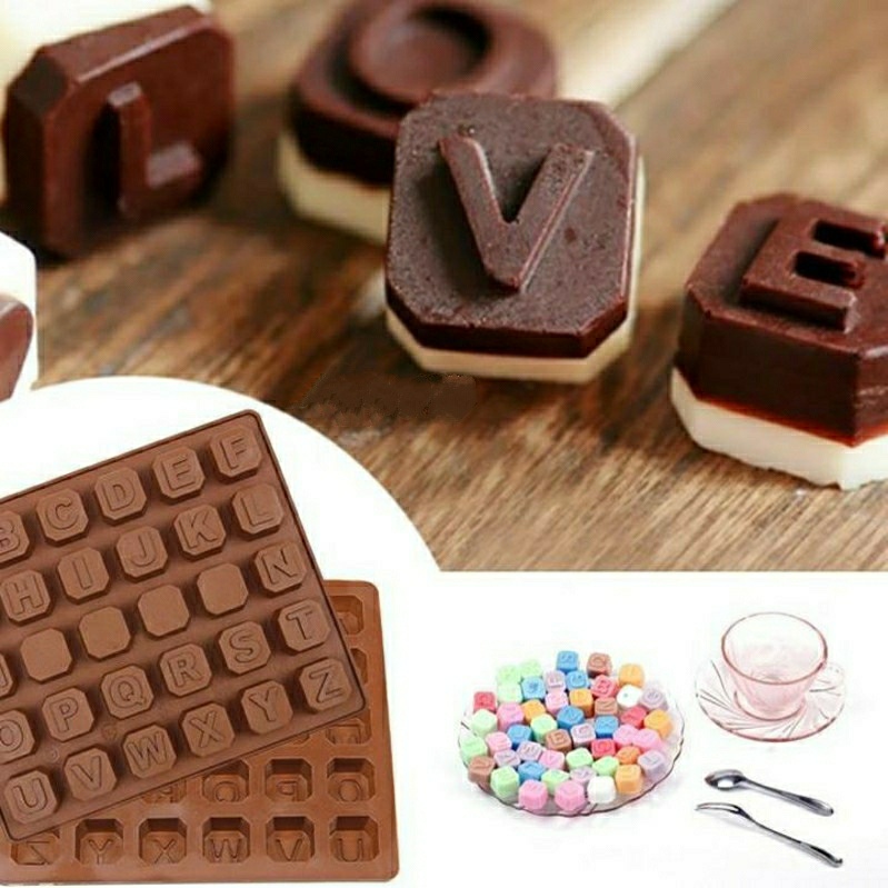 SG - Khuôn silicon chữ cái 3D nổi làm thạch rau câu socola fondant trang trí bánh
