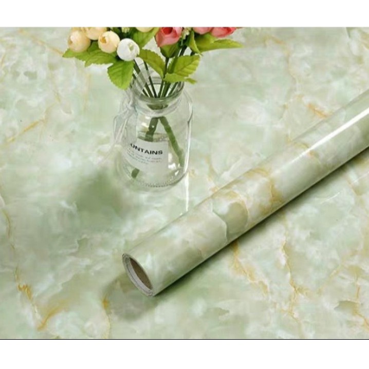 Decal dán tường đá hoa cương màu xanh ngọc khổ 60cm keo sẵn