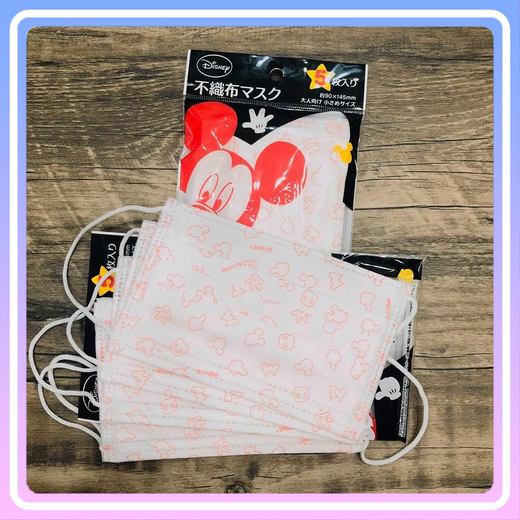 Khẩu trang cho bé Mickey mouse nhật,chống bụi mịn,lọc khí trẻ em, set 5 chiếc