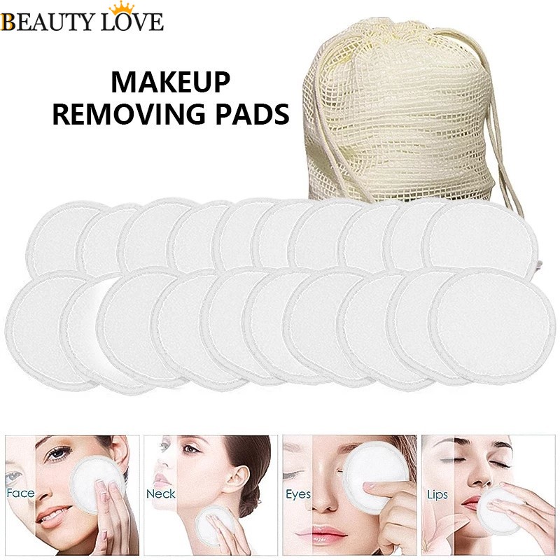 Miếng Đệm Tẩy Trang Siêu Mềm / Hình Tròn Bằng Tre Hữu Cơ Tái Sử Dụng / Có Thể Giặt Được Cho Mặt Và Mắt