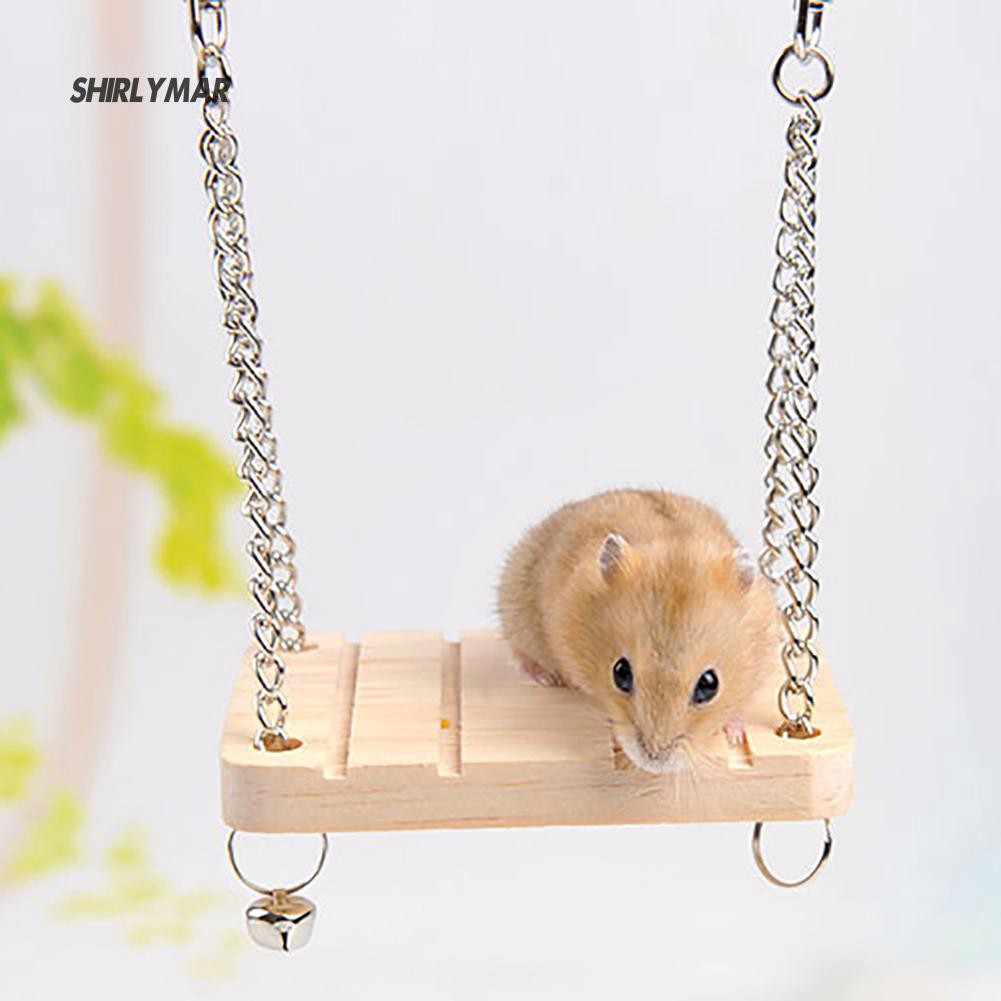 Xích Đu Gỗ Có Chuông Treo Lồng Chim / Hamster / Vẹt