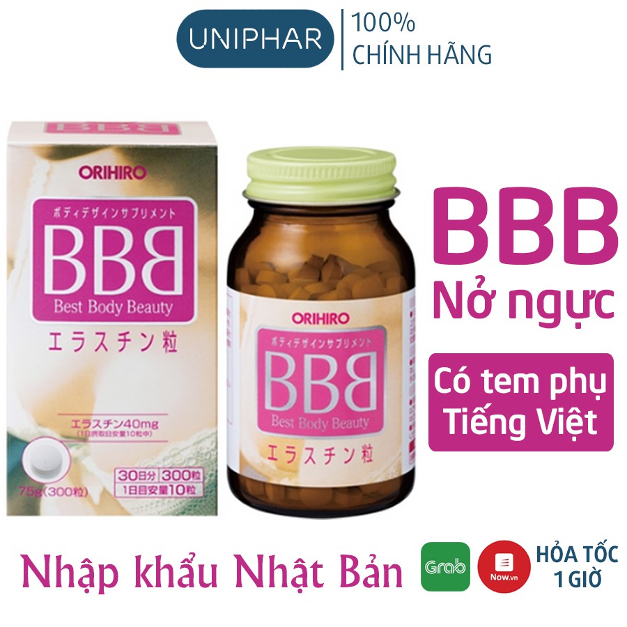 Nở ngực BBB Orihiro Nhật Bản - Viên uống Best Beauty Body tăng vòng 1 nhập khẩu Nhật Bản - Có tem phụ Tiếng Việt