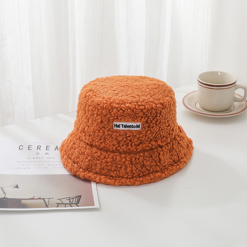 Mũ nón mùa lạnh lông cừu bucket retro phong cách hàn quốc mũ lông cừu nữ mềm giữ ấm