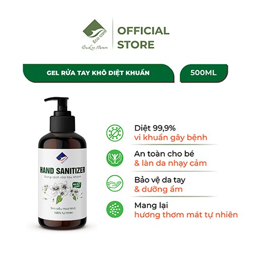 Gel Rửa Tay Khô Không Dùng Nước ECOCARE Hương Hoa Nhài Dung Tích 500ml, Sát Khuẩn Hiệu Quả, Bảo Vệ Da Tay