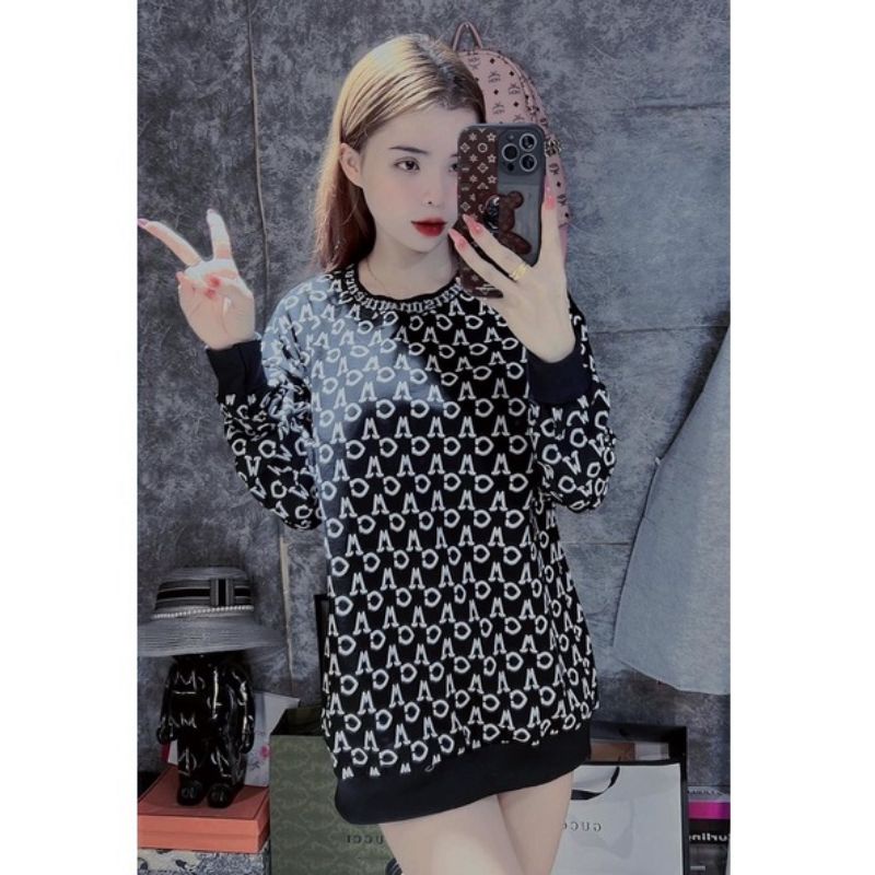 Áo Dài Tay Mikenco Monogram Tshirt Chính Hãng Chất Cotton Đẹp, Áo Phông Nam Nữ Mikenko Hoạ Tiết Chữ Vòng Cổ W