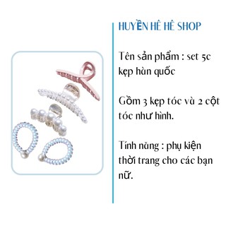 Set kẹp tóc 5 chi tiết , kẹp tóc buộc tóc Hàn Quốc