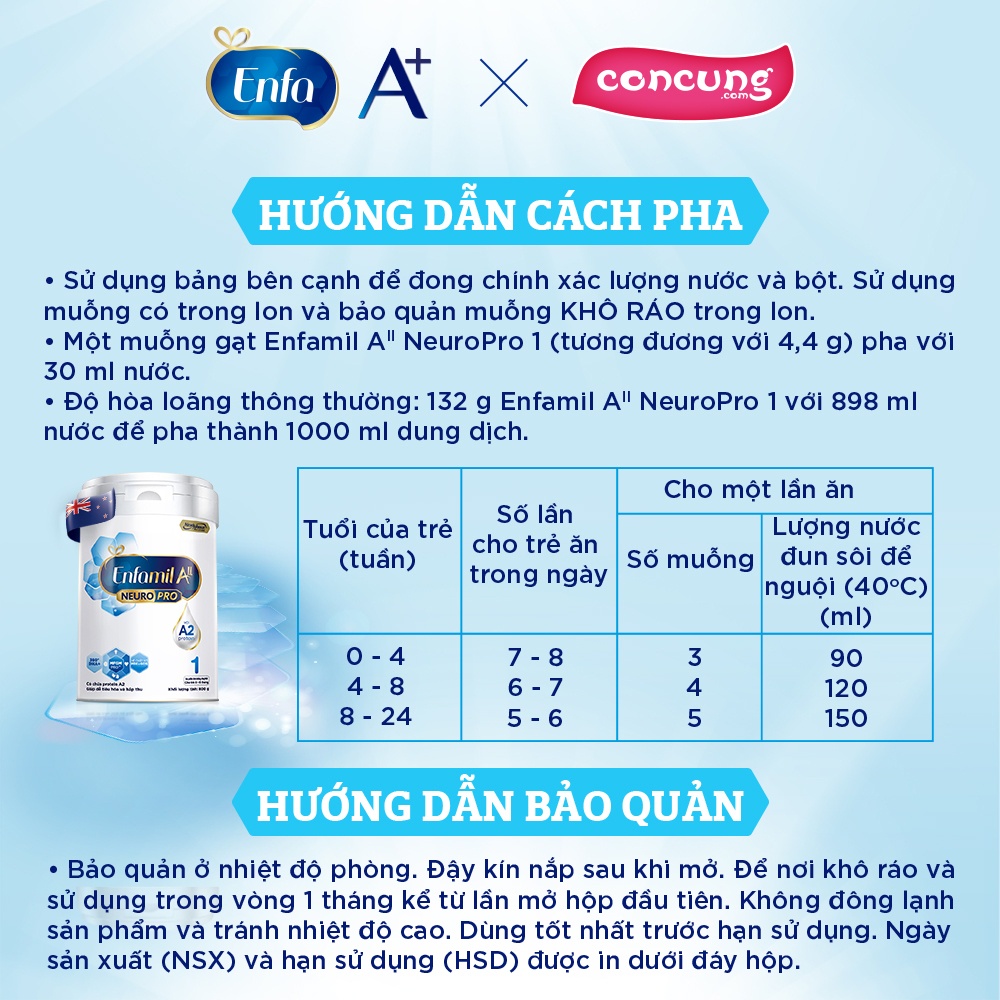 Sữa Enfamil AII NeuroPro 1 Infant Formula cho bé từ 0-6 tháng tuổi 800g