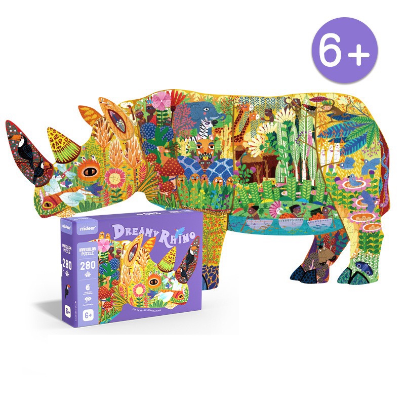 BỘ XẾP HÌNH DREAMY RHINO (TÊ GIÁC MƠ MỘNG) 280 MIẾNG GHÉP - HÃNG MIDEER