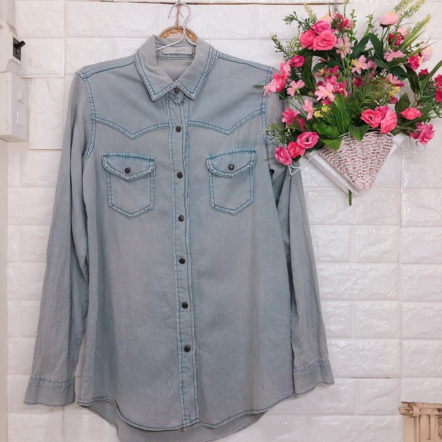 Áo sơ mi jean denim Hàn Quốc unisex