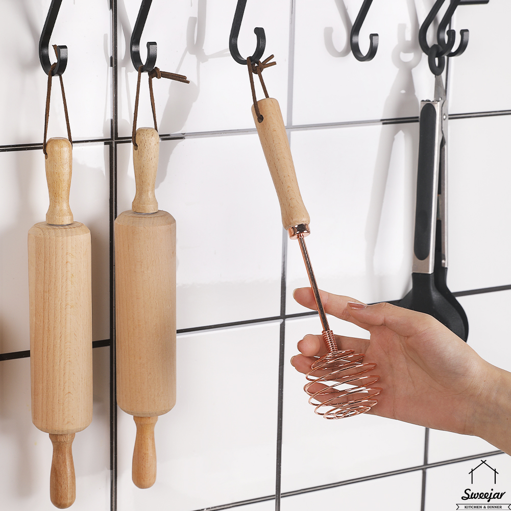 Cây đánh trứng SWEEJAR bằng thép không gỉ thiết kế tay cầm gỗ tiện dụng