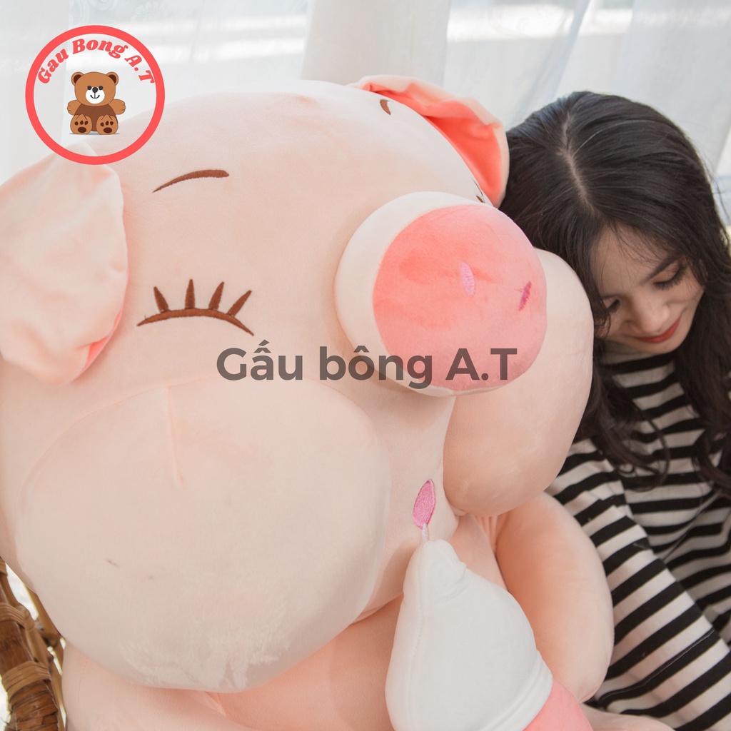 Gấu Bông Heo Ôm Bình Sữa, Lợn bú bình, thú nhồi bông siêu cute siêu hot hit hàng mềm mại cao cấp size 55cm-85cm-1m1