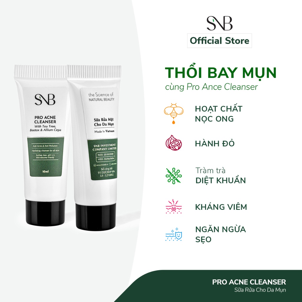 Bộ Mini Size SNB Giảm Mụn Phục Hồi Chuyên Sâu Giúp Trắng Da, Giảm Mụn SNB19