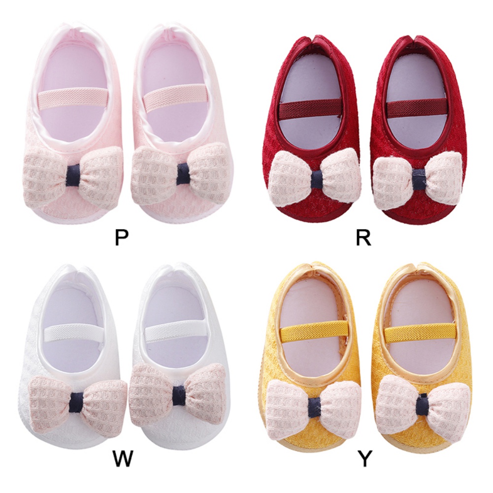 Giày Búp Bê Đế Mềm Chống Trượt Đính Nơ Xinh Xắn Cho Bé Gái 0-12 Tháng Tuổi