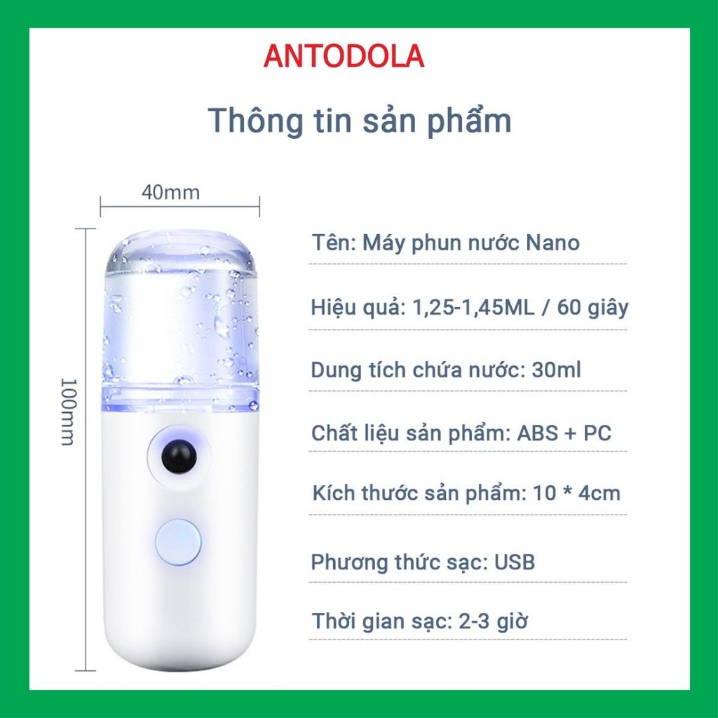 Máy xông mặt - xịt khoáng Nano mini cầm tay