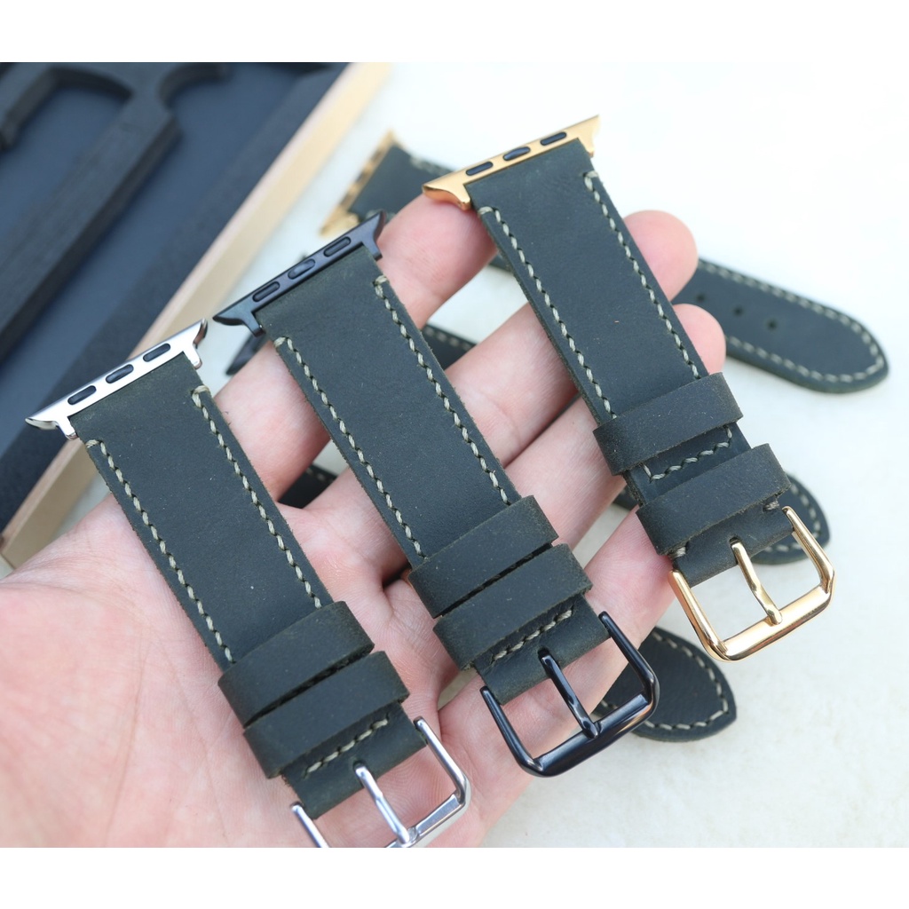 Dây đeo thay thế đồng hồ thông minh 1,2,3,4,5,6,7,8,SE da bò sáp handmade