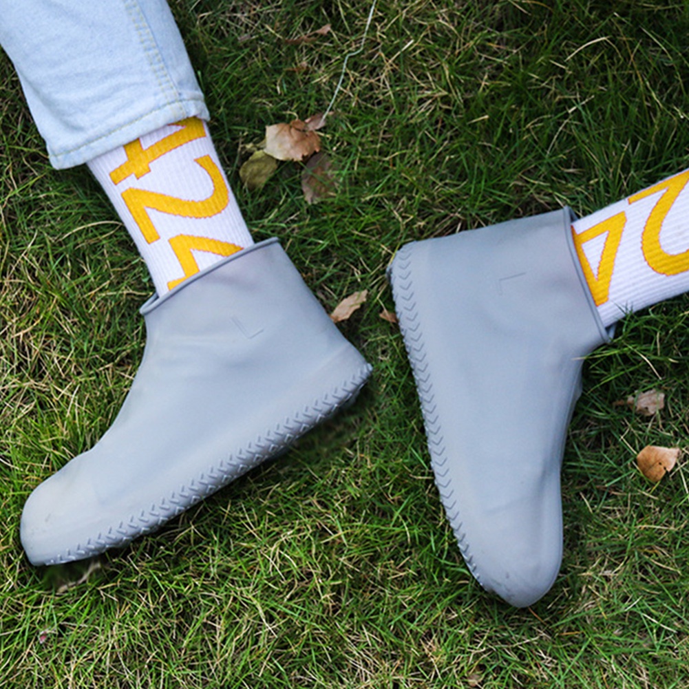 Vỏ Bọc Giày Đi Mưa Màu Trơn Dày Dặn Chống Trượt Chống Thấm Nước Có Thể Tái Sử Dụng