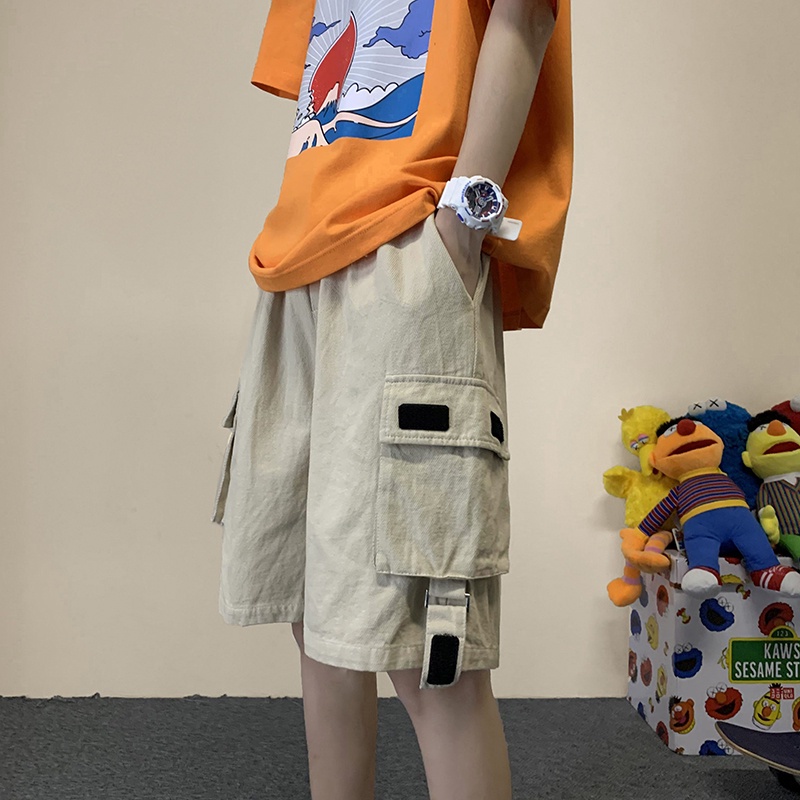 Quần Short Thể Thao Dáng Rộng Màu Trơn Phối Túi Thời Trang Unisex