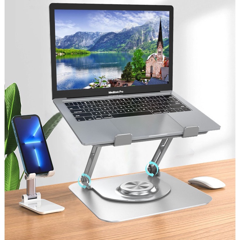 Giá đỡ để laptop DIGIMIX cho máy tính xách tay F147 hợp kim nhôm có thể tháo rời kiêm tản nhiệt, chân đế xoay 360 độ