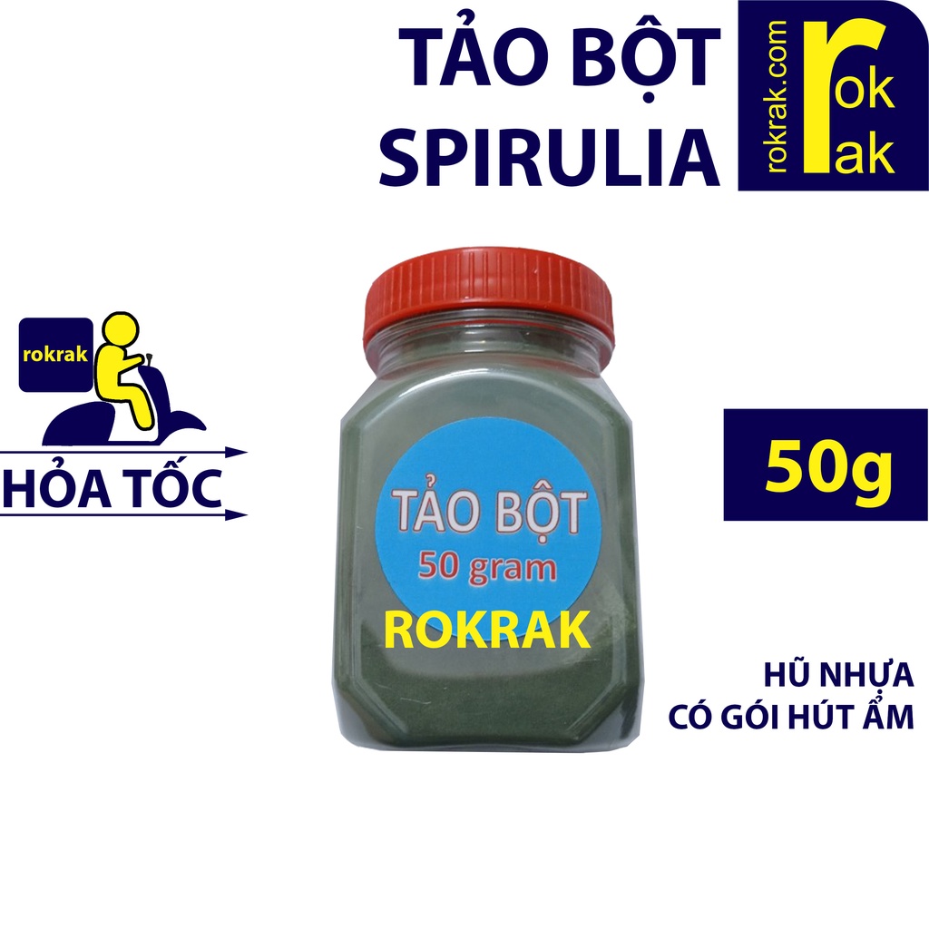 Tảo Bột SPIRULIA Xoắn hũ 50 gram Thức Ăn Nuôi Artemia Cá Tép Cảnh