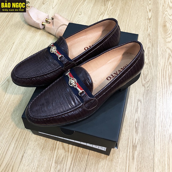 Giày Lười Da Sần Nâu Băng Xích Thời Trang, Giày Nam Công Sở - Da Bò Nguyên Tấm, Đế Cao Su Đúc - Màu Nâu - Hàng Việt Nam | BigBuy360 - bigbuy360.vn
