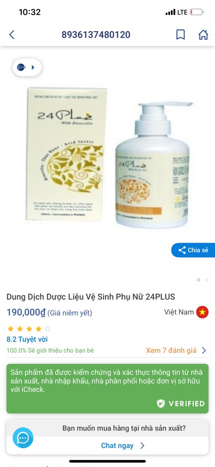 Dung dịch vệ sinh phụ nữ 24 Plus
