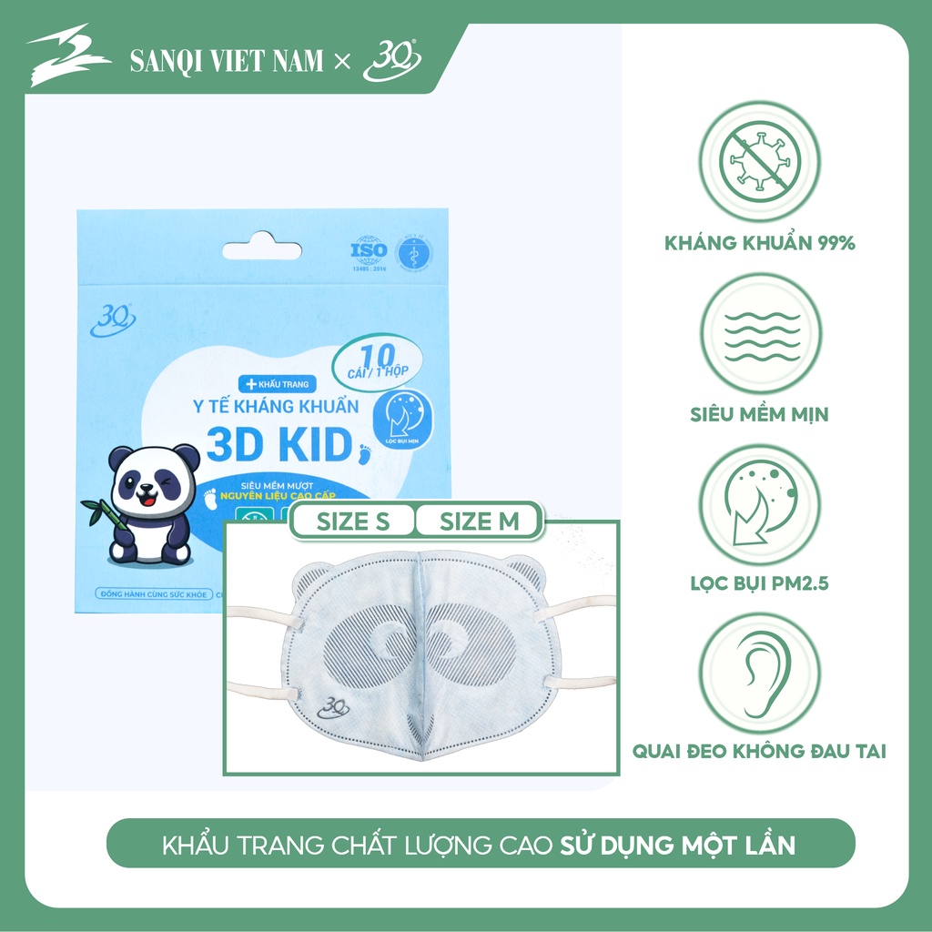 Khẩu trang gấu trúc và táo dễ thương cho bé, set 10 cái/ túi