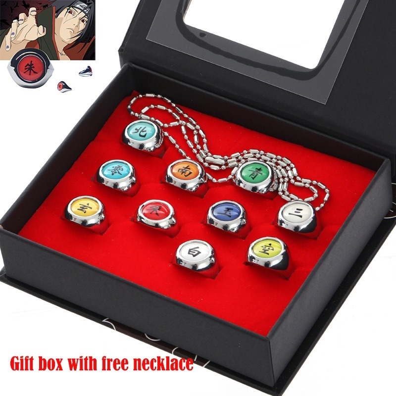 Set 10 Nhẫn Hóa Trang Nhân Vật Phim Naruto