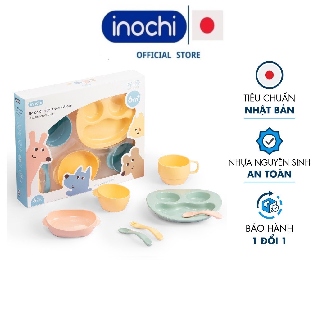 Sét 7 món bộ đồ cho bé ăn dặm nhựa Inochi cao cấp