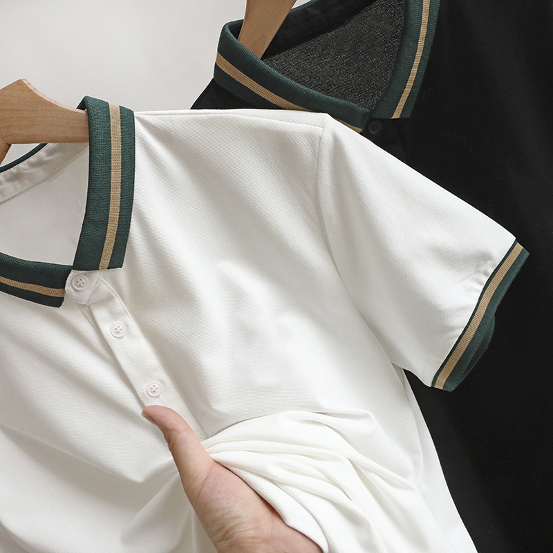Áo Polo Nam FEEL GOOD cổ bẻ tay ngắn basic màu Đen Trắng VIỀN CỔ KẺ SỌC vải cá sấu cotton cao cấp xuất xịn chuẩn form