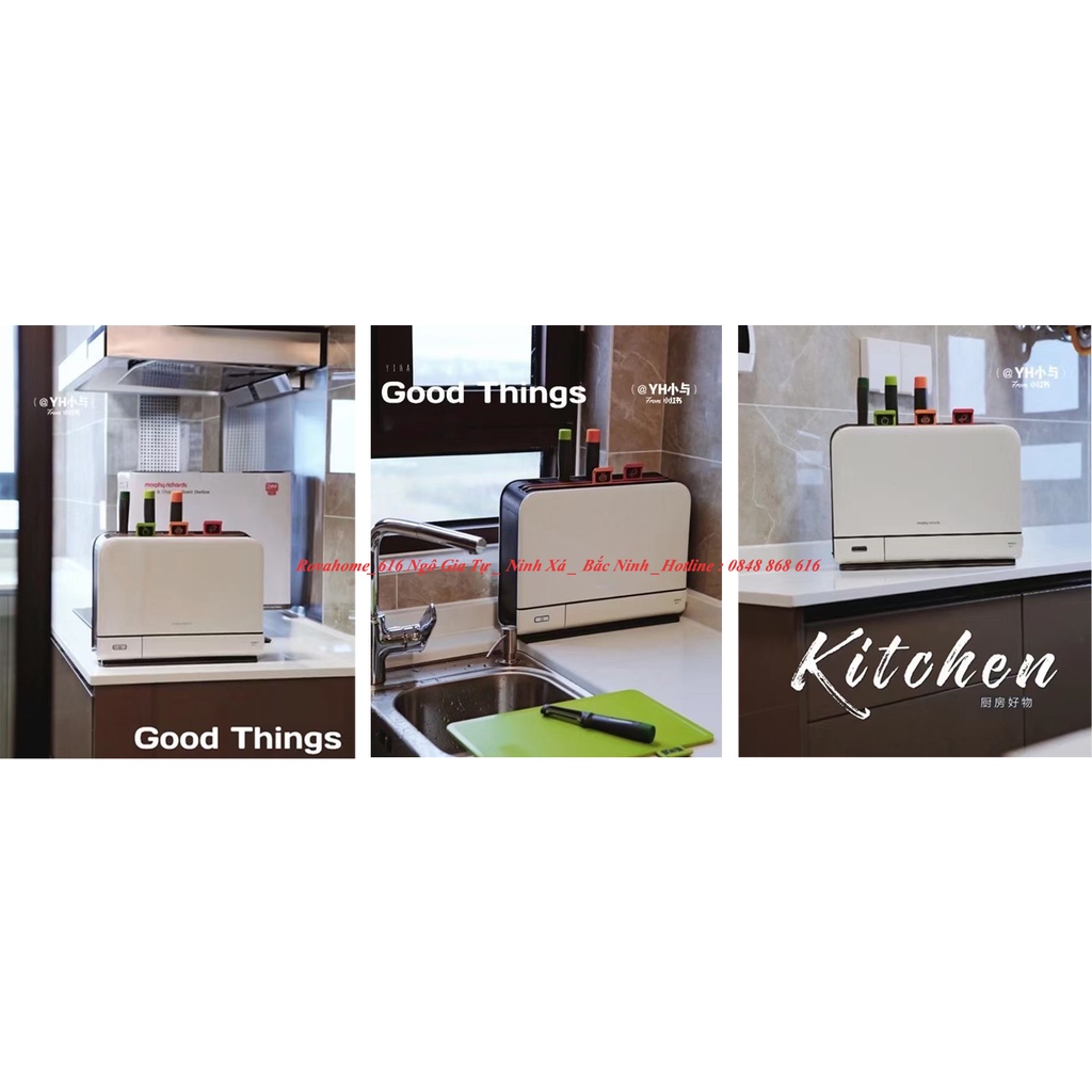Morphy Richards MR1001  Bộ Dao Thớt  Khử Khuẩn UV + Sấy Khô 70ºC / Hàng Có Sẵn