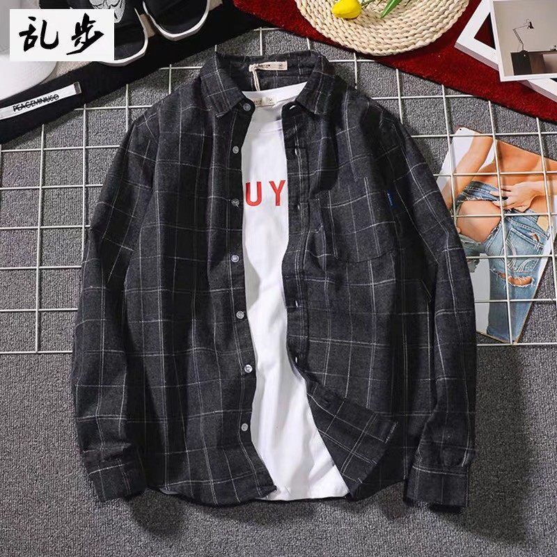 (ORDER) Áo sơ mi Nam dài tay kẻ caro Style Ulzzang Hàn Quốc màu xám/xanh than