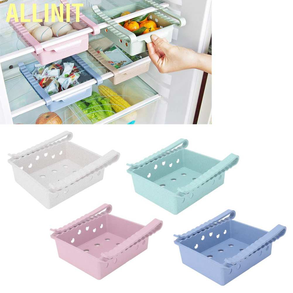 Allinit Pull‑Out Refrigerator Storage Box Fruit Fridge Freezer Shelf Rack for Home Kitchen